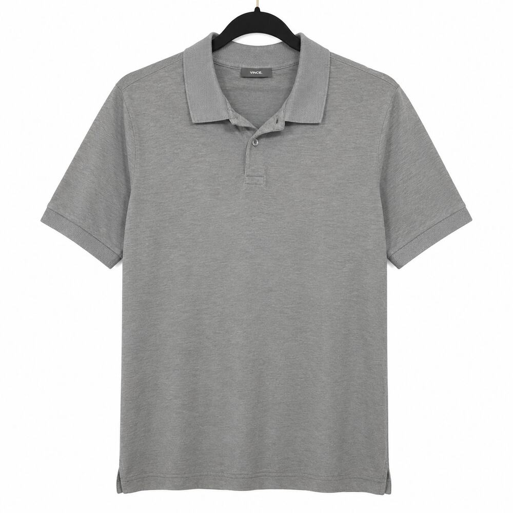 Vince Men's XL Gray Polo Shirt Short Sleeve Casual Lightweight Luxury Basic